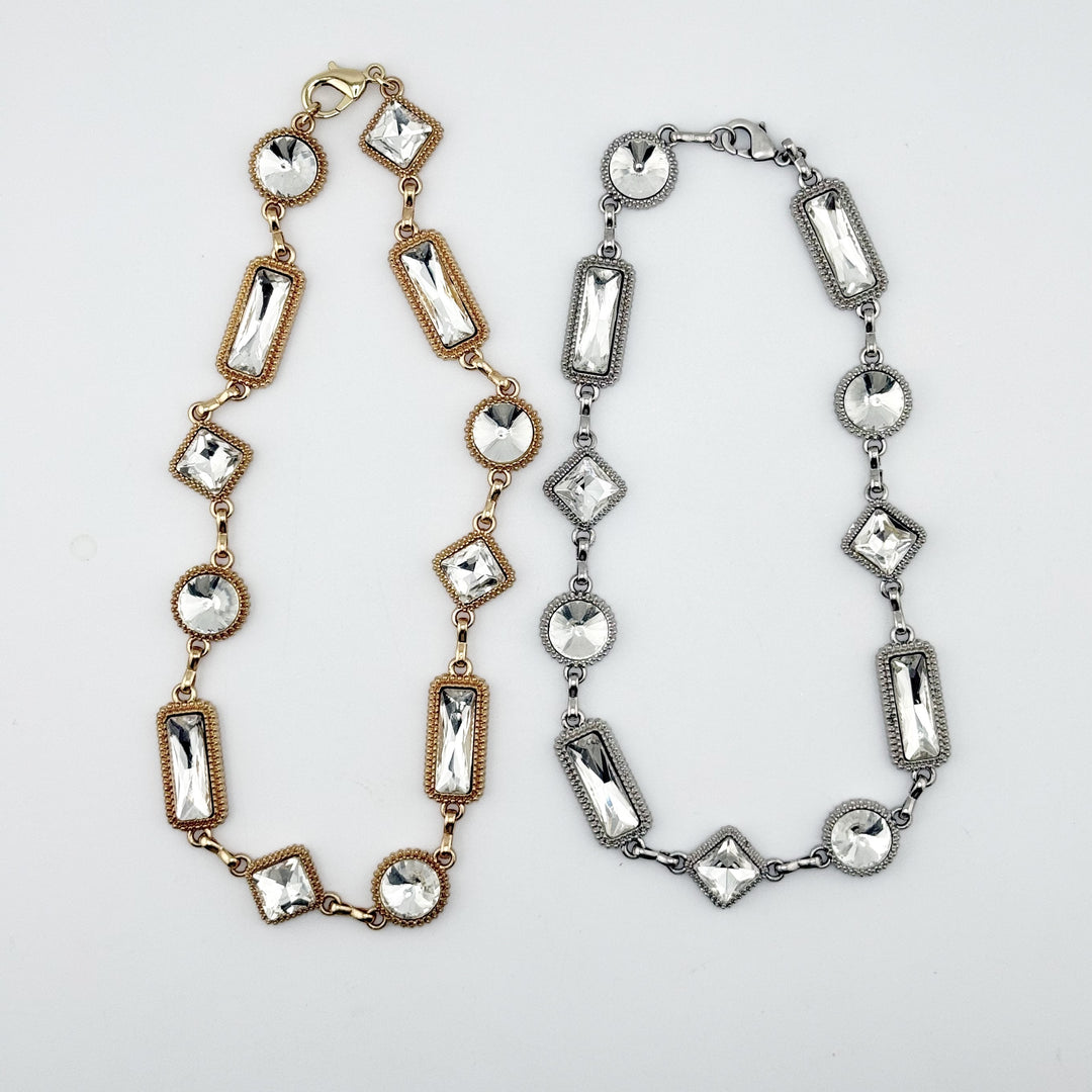 Crystal Chain Necklace Vintage Style Mixed Link