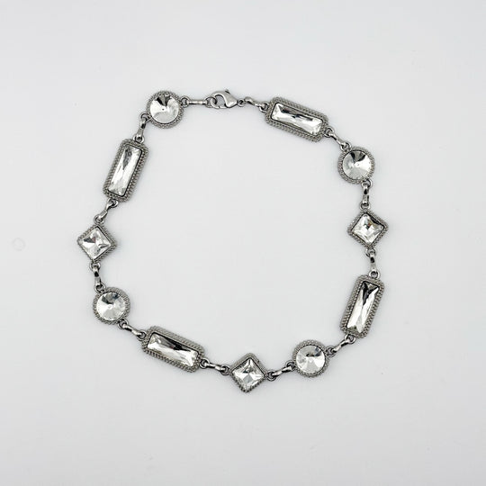 Crystal Chain Necklace Vintage Style Mixed Link
