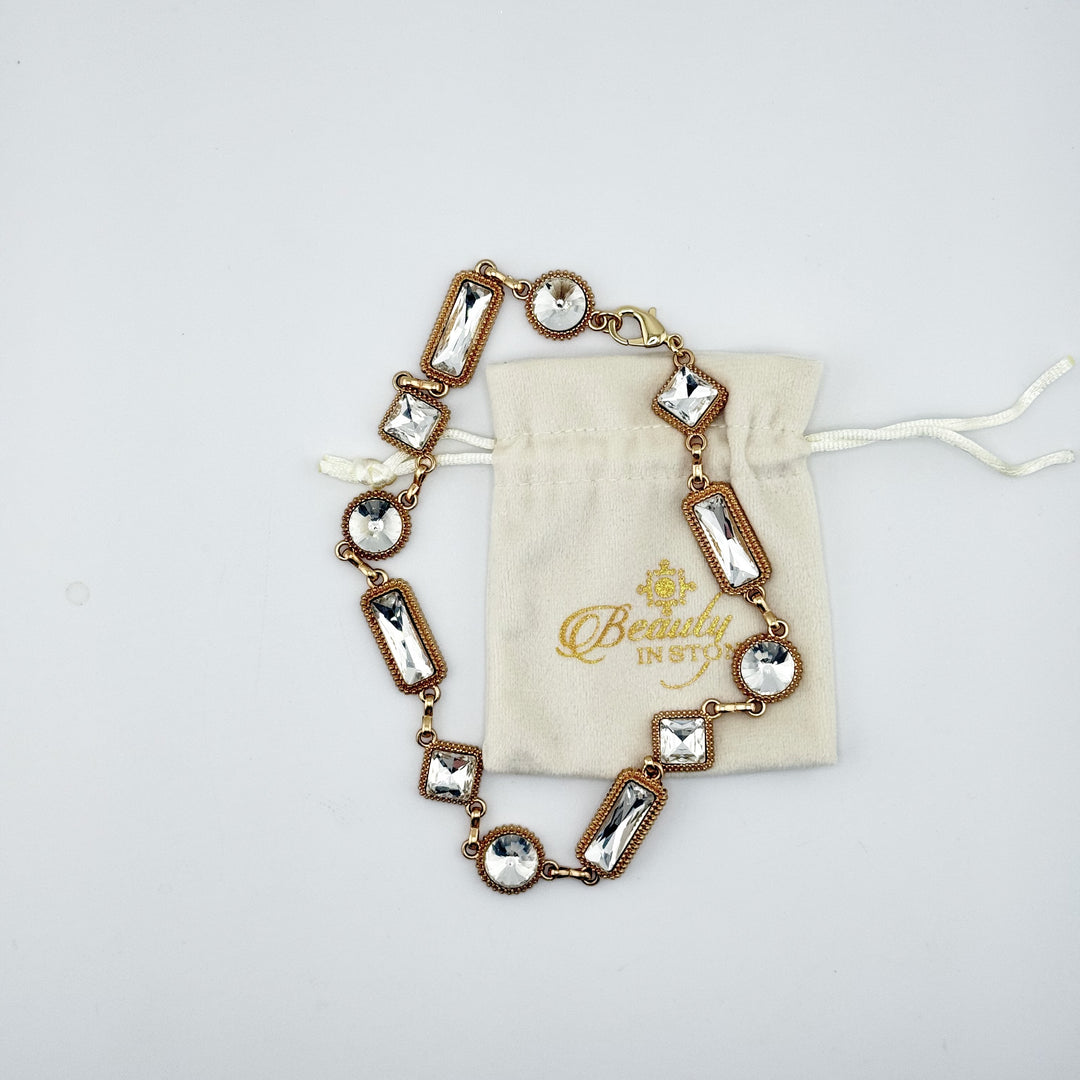 Crystal Chain Necklace Vintage Style Mixed Link