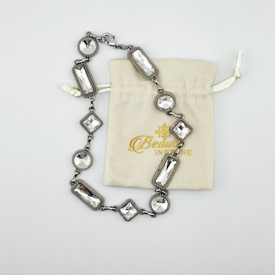 Crystal Chain Necklace Vintage Style Mixed Link