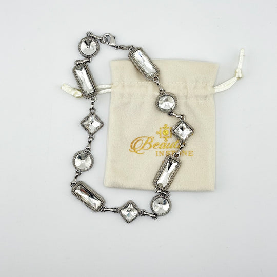 Crystal Chain Necklace Vintage Style Mixed Link