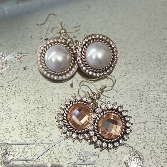 Big Pearl or Crystal Earrings Choice