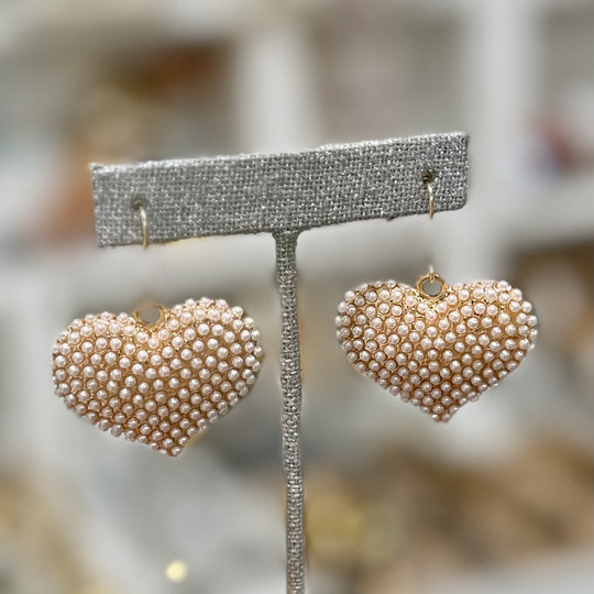 Heart Earring Pearl Or Crystal