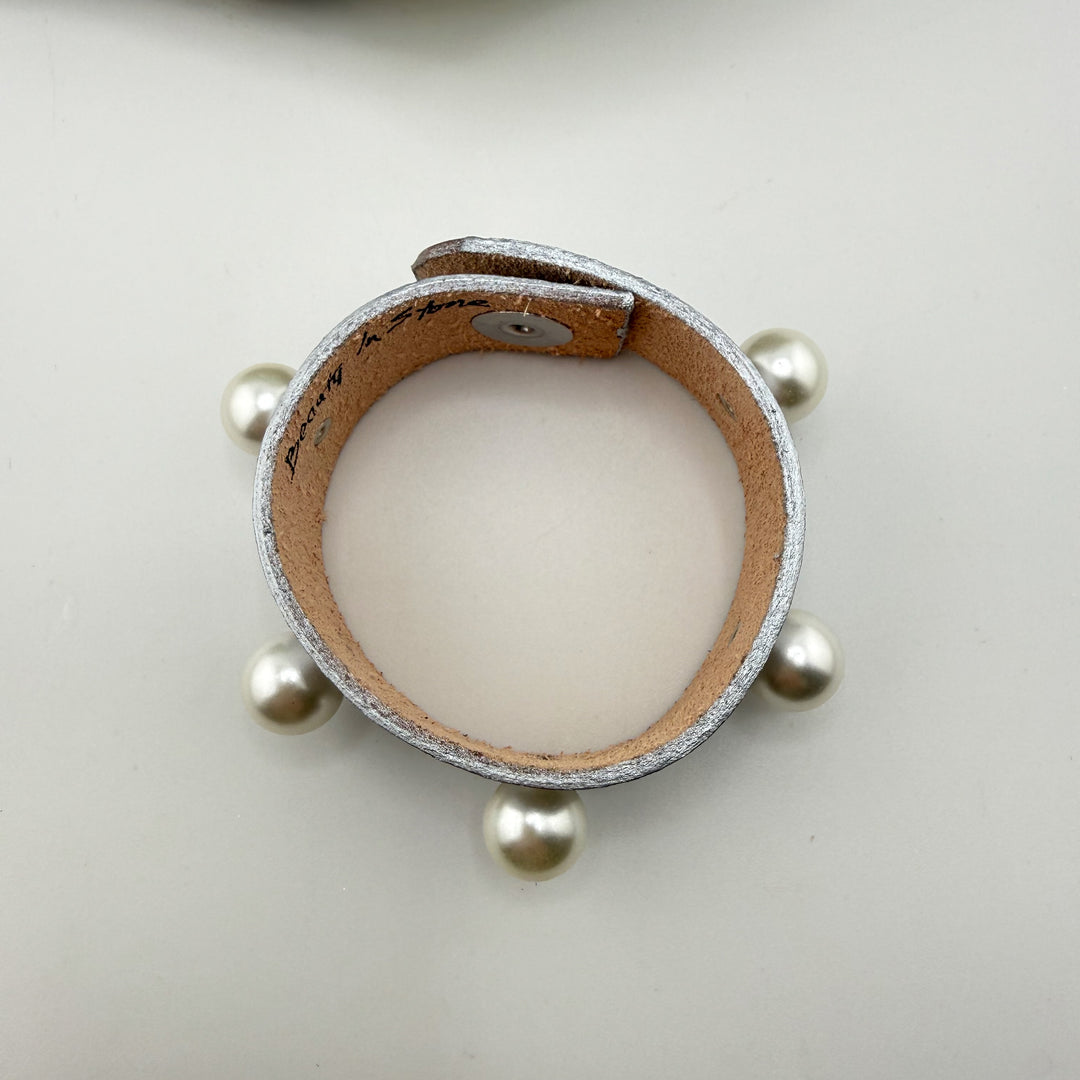 Pearl Studded Leather Cuff