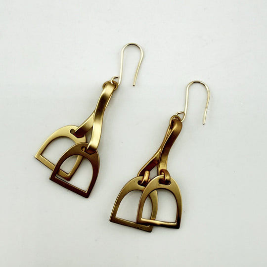 Gold Horse Stirrup Earrings | Western Dangle Jewelry