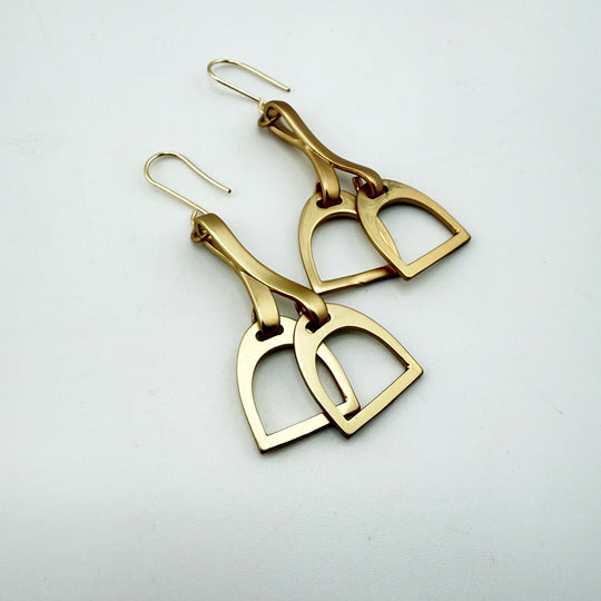 Gold Horse Stirrup Earrings | Western Dangle Jewelry