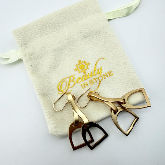 Gold Horse Stirrup Earrings | Western Dangle Jewelry