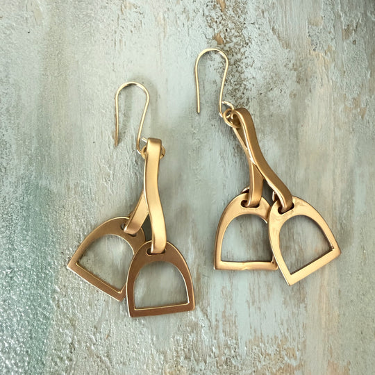 Gold Horse Stirrup Earrings | Western Dangle Jewelry