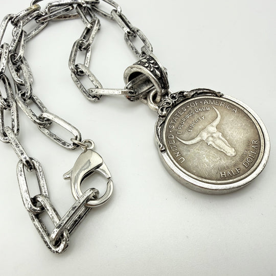 Chunky Bull Pendant Necklace – Western Statement Jewelry - Gold or Silver