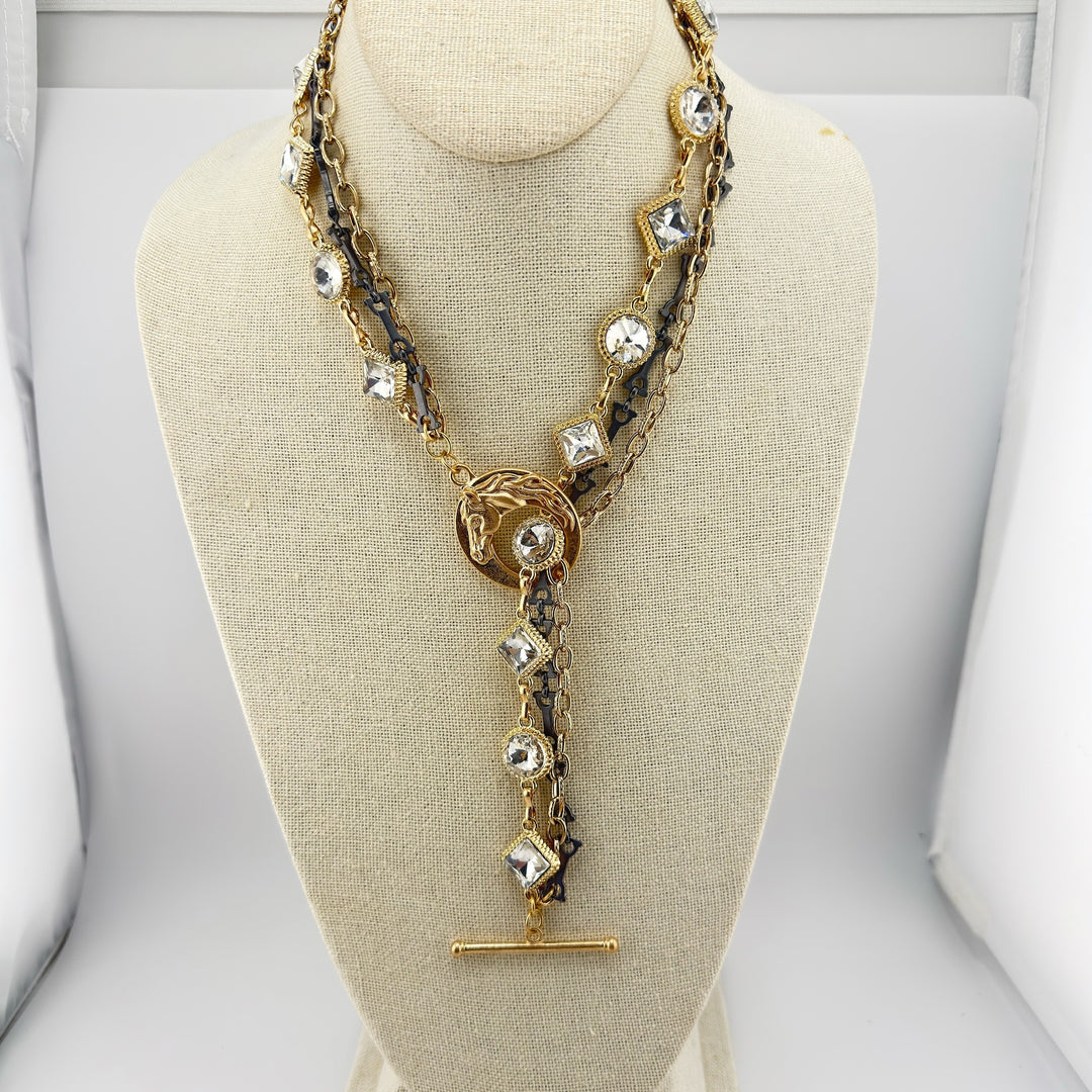 Western Lariat Style Necklace With Horse Toggle