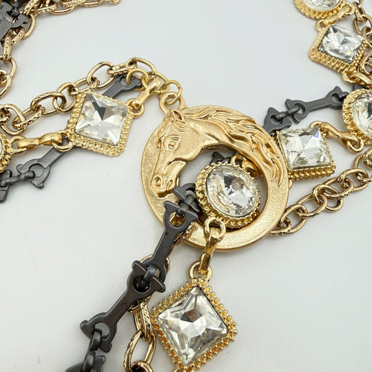 Western Lariat Style Necklace With Horse Toggle
