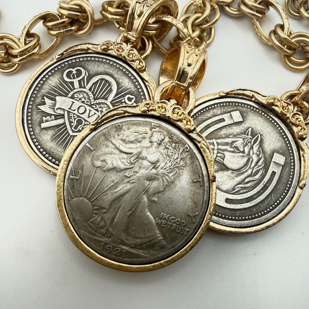 Choose Your Pendant | Two-Tone Horse, Love or Coin Necklace