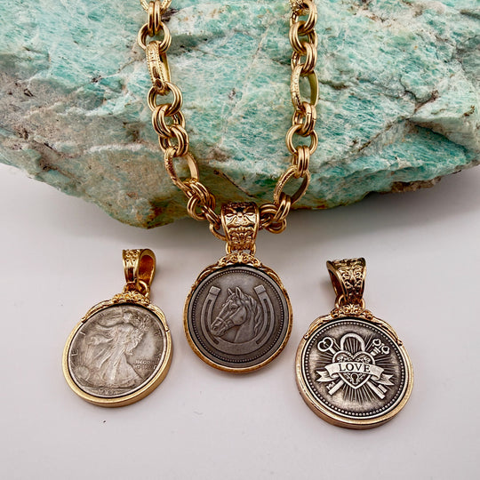 Choose Your Pendant | Two-Tone Horse, Love or Coin Necklace