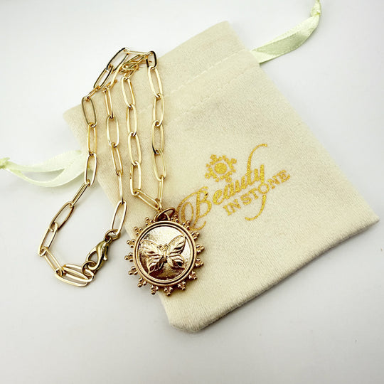 "Wings" – Butterfly Pendant Necklace on Gold Filled Chain
