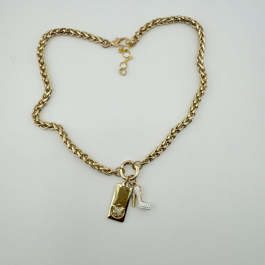 “Dolly’s Things” – Butterfly &amp; Rhinestone Heel Charm Necklace