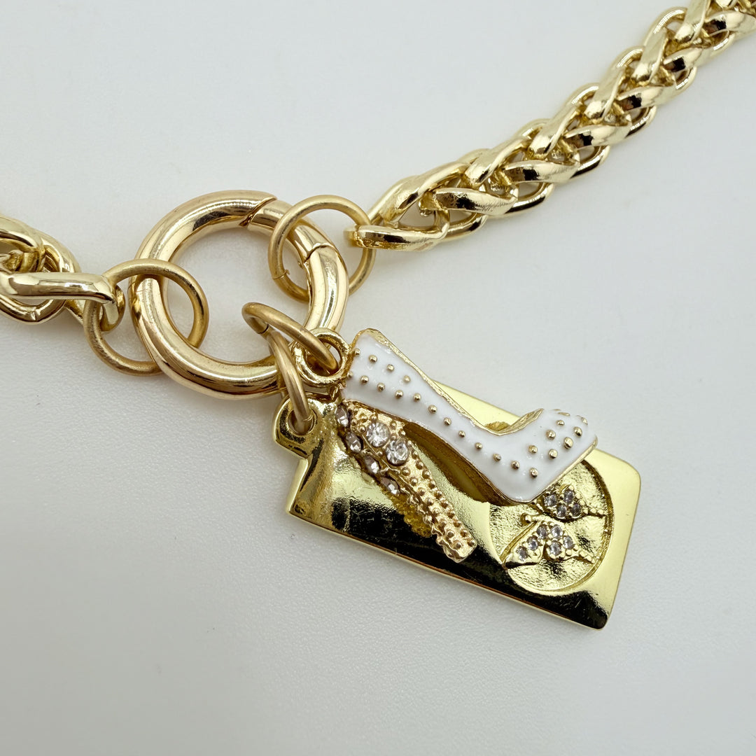 “Dolly’s Things” – Butterfly &amp; Rhinestone Heel Charm Necklace