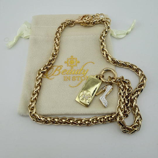 “Dolly’s Things” – Butterfly &amp; Rhinestone Heel Charm Necklace