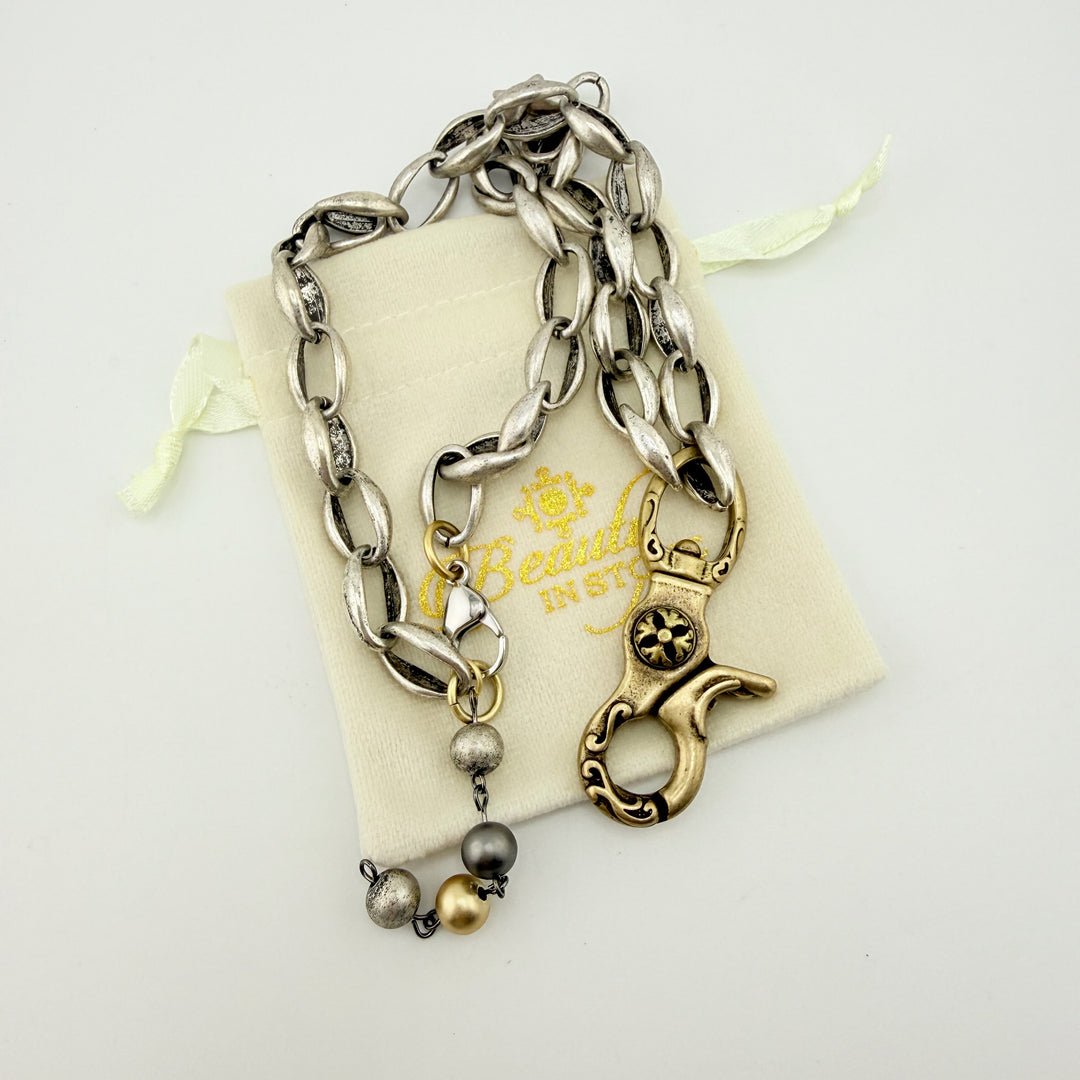 "The Clasp" – Oversized Lobster Pendant Chunky Chain Necklace