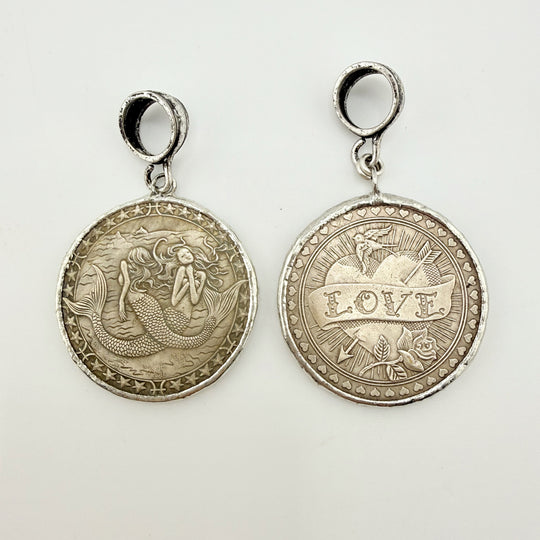 Storykeeper Coin Pendant Only – Mermaid or LOVE, 38mm