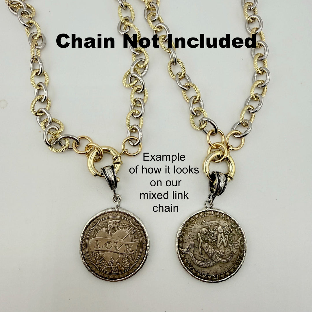 Storykeeper Coin Pendant Only – Mermaid or LOVE, 38mm