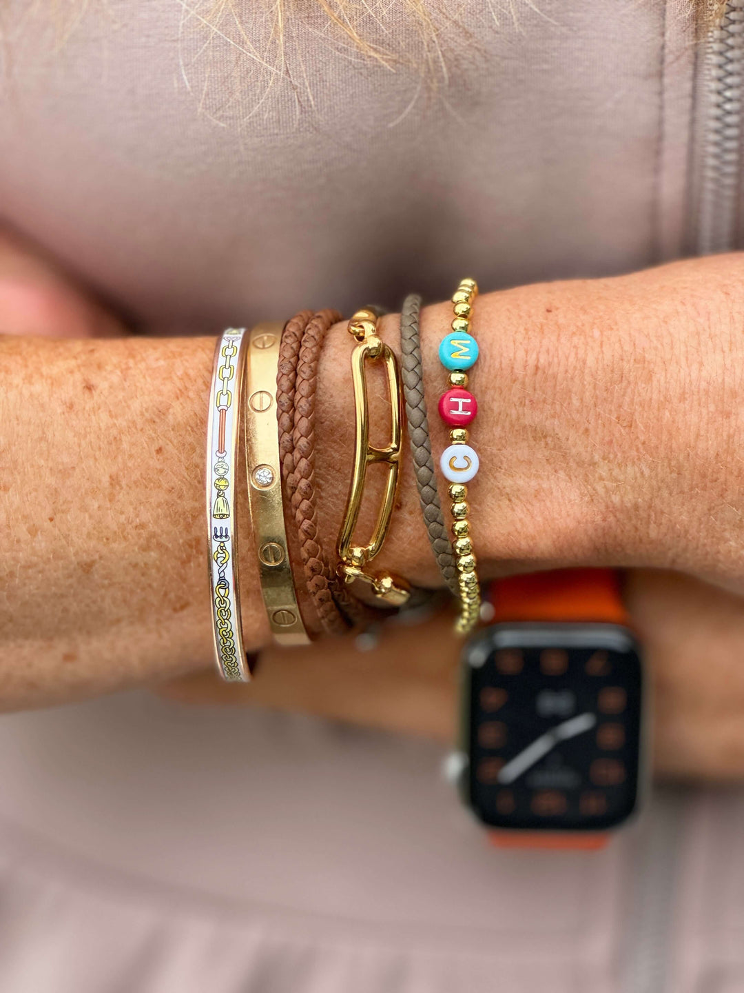 Mother or Grandmother Bracelet With Gold Filled Beads