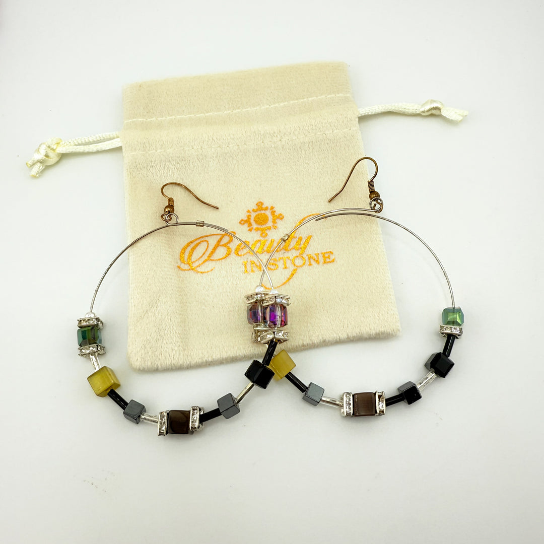 Hoop Earrings Multi Color, Grays, Golden