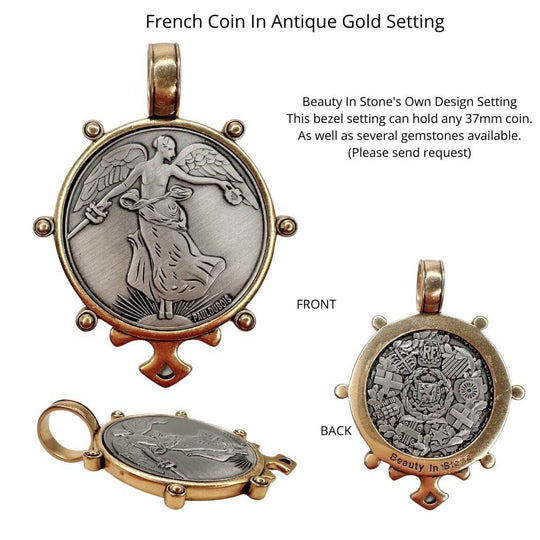 French Coin In Icon Setting Pendant Only