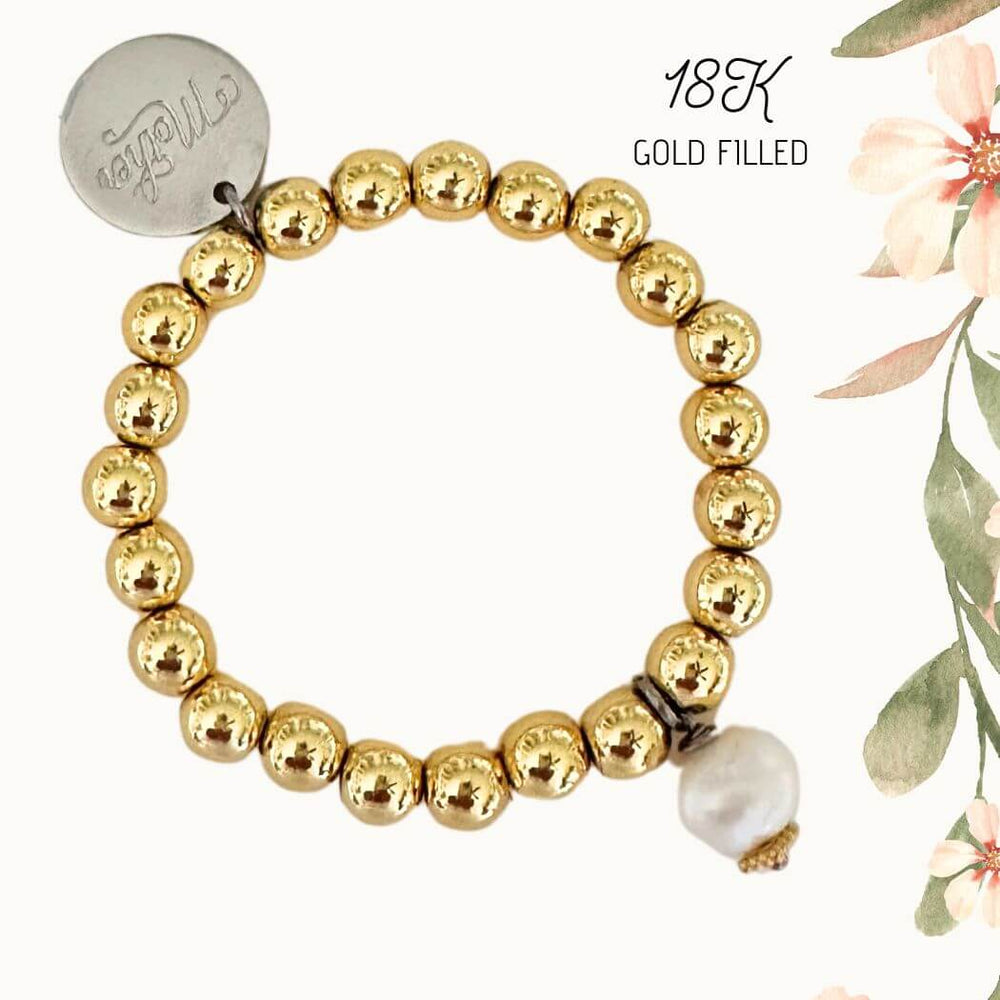 Mother's Day Bracelet With 18K Gold Beads