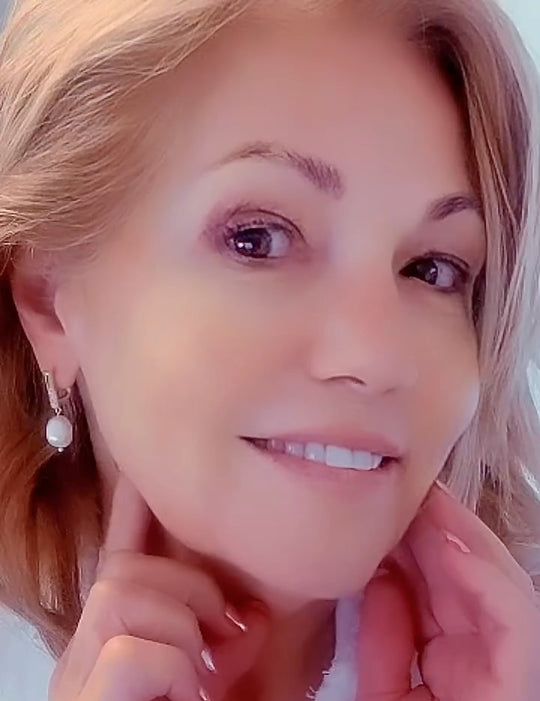 Pearl Earrings With Cubic Zirconia Leverback Posts