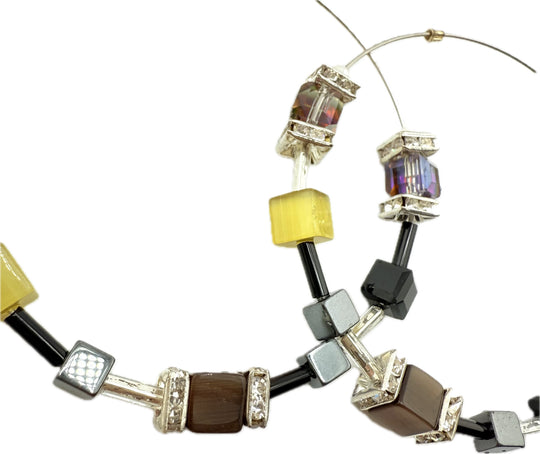 Hoop Earrings Multi Color, Grays, Golden