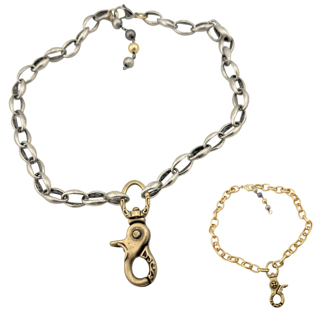 "The Clasp" – Oversized Lobster Pendant Chunky Chain Necklace