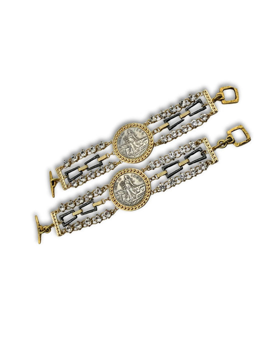 Gilded Relic – Artisan Mixed-Metal Coin Bracelet