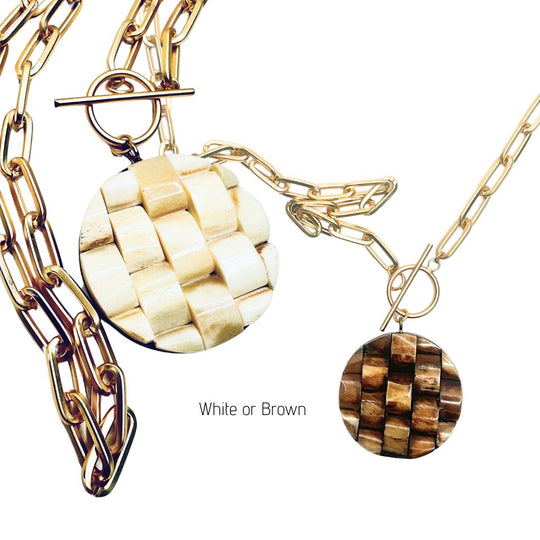 Bone Weave Circle Pendant Necklace