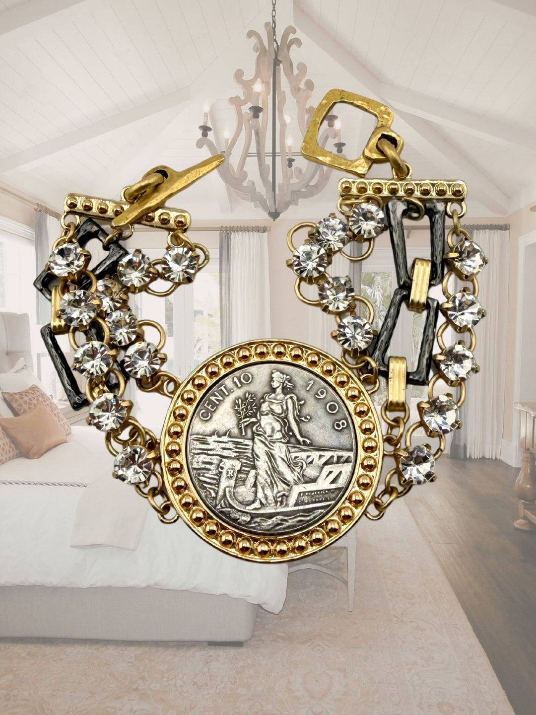 Gilded Relic – Artisan Mixed-Metal Coin Bracelet