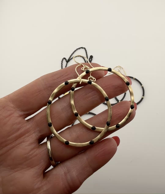 Dotted Hoop Earrings Gold & Black