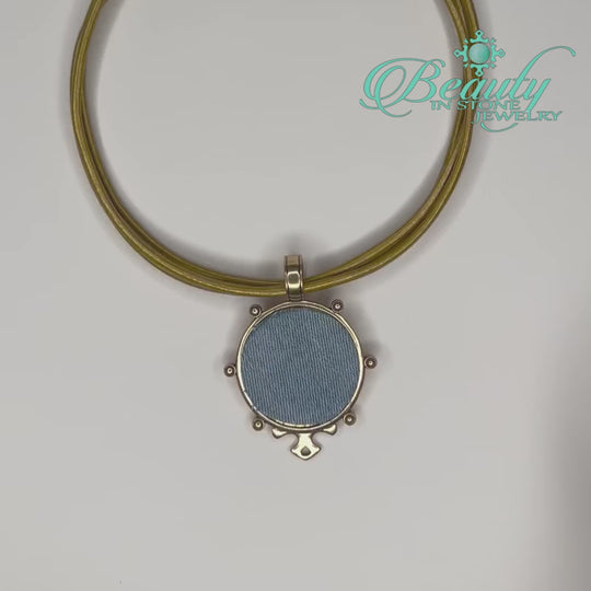 Denim Pendant On Gold Leather