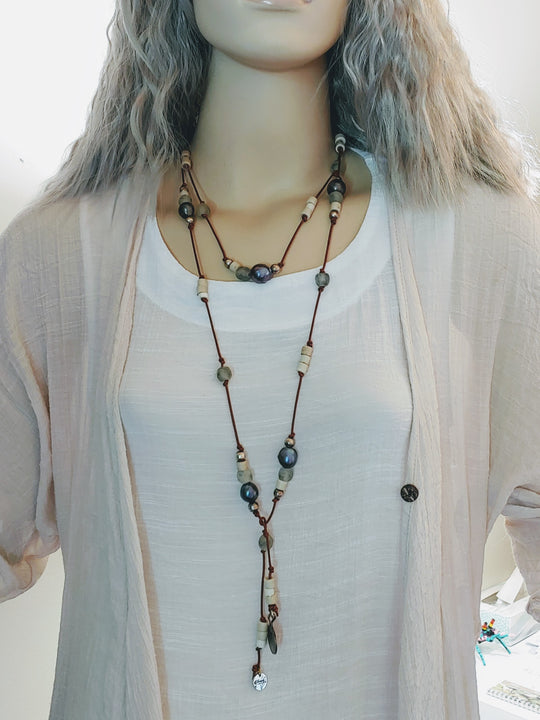 Peacock Pearl Lariat, Beauty In Stone Jewelry at $199