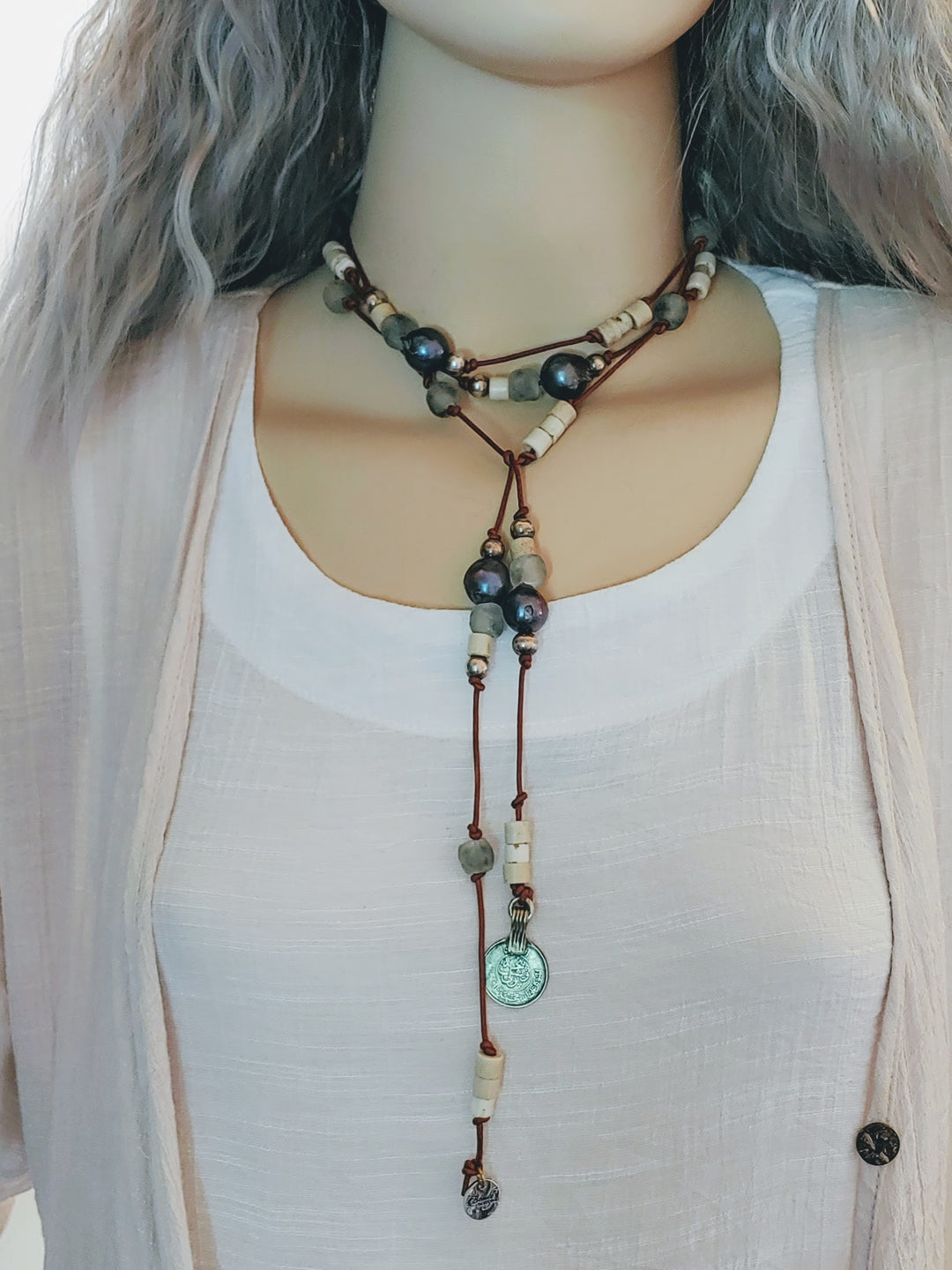 Peacock Pearl Lariat, Beauty In Stone Jewelry at $199