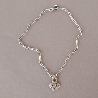 Dramatic Heart Necklace With Matte Oval Link Chain, Beauty In Stone Jewelry at $99