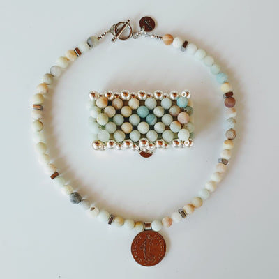 Matte Amazonite Stone Cuff Or Necklace, Beauty In Stone Jewelry at $149