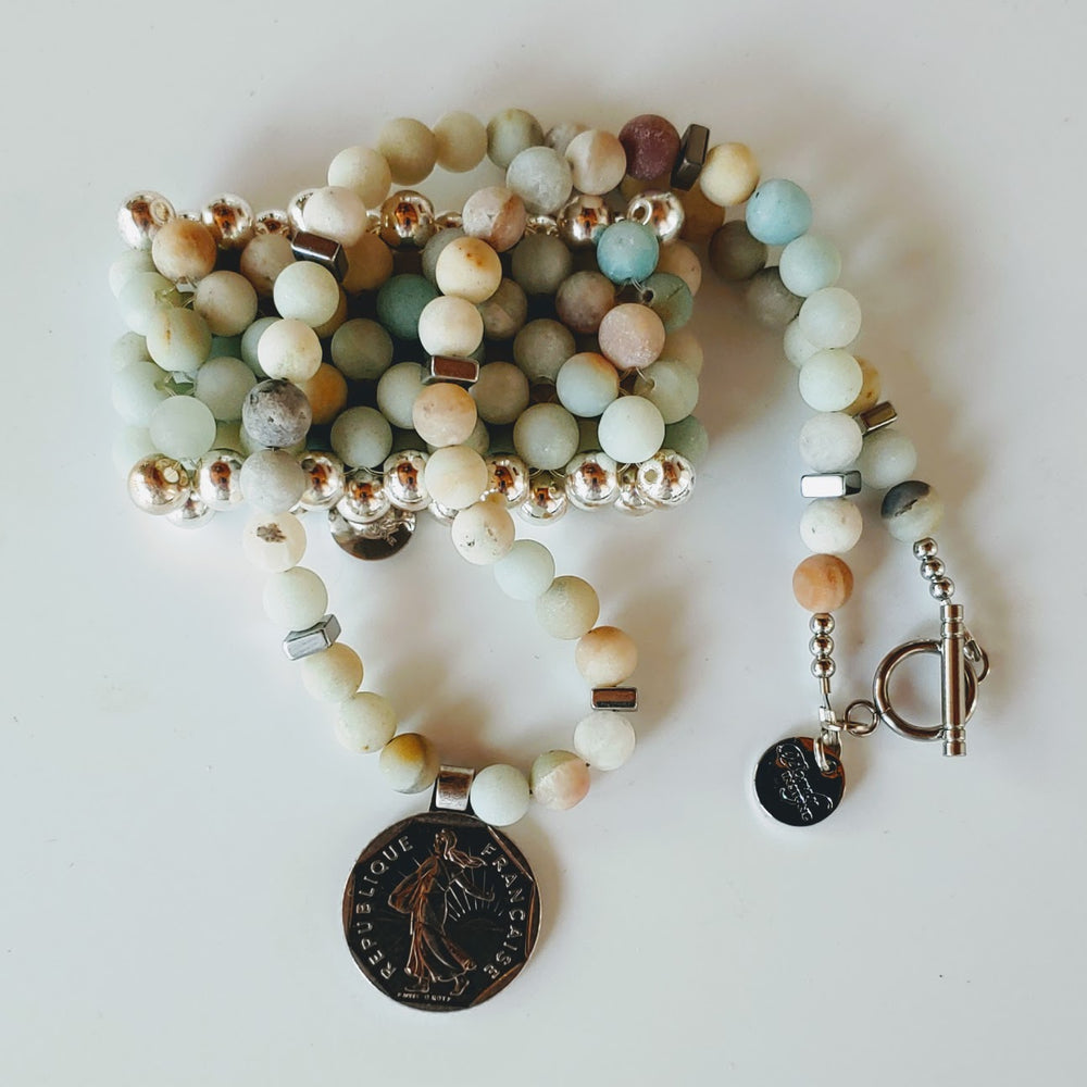 Matte Amazonite Stone Cuff Or Necklace, Beauty In Stone Jewelry at $149