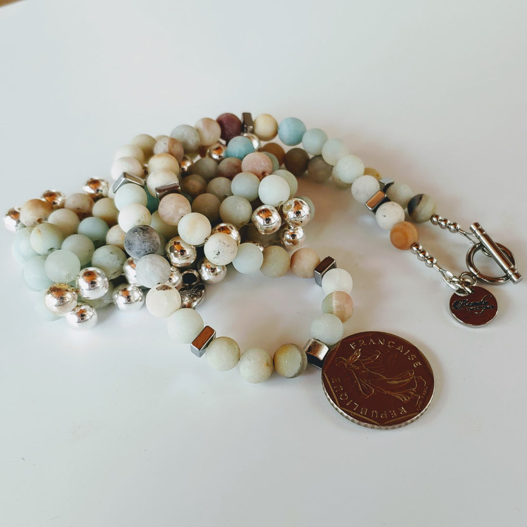 Matte Amazonite Stone Cuff Or Necklace, Beauty In Stone Jewelry at $149