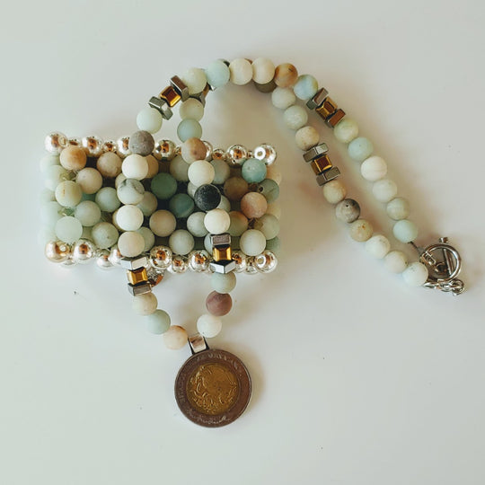 Matte Amazonite Stone Cuff Or Necklace, Beauty In Stone Jewelry at $149