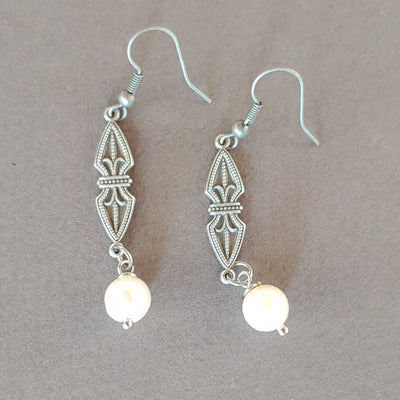 Dainty Pearl Earrings, Beauty In Stone Jewelry at $39