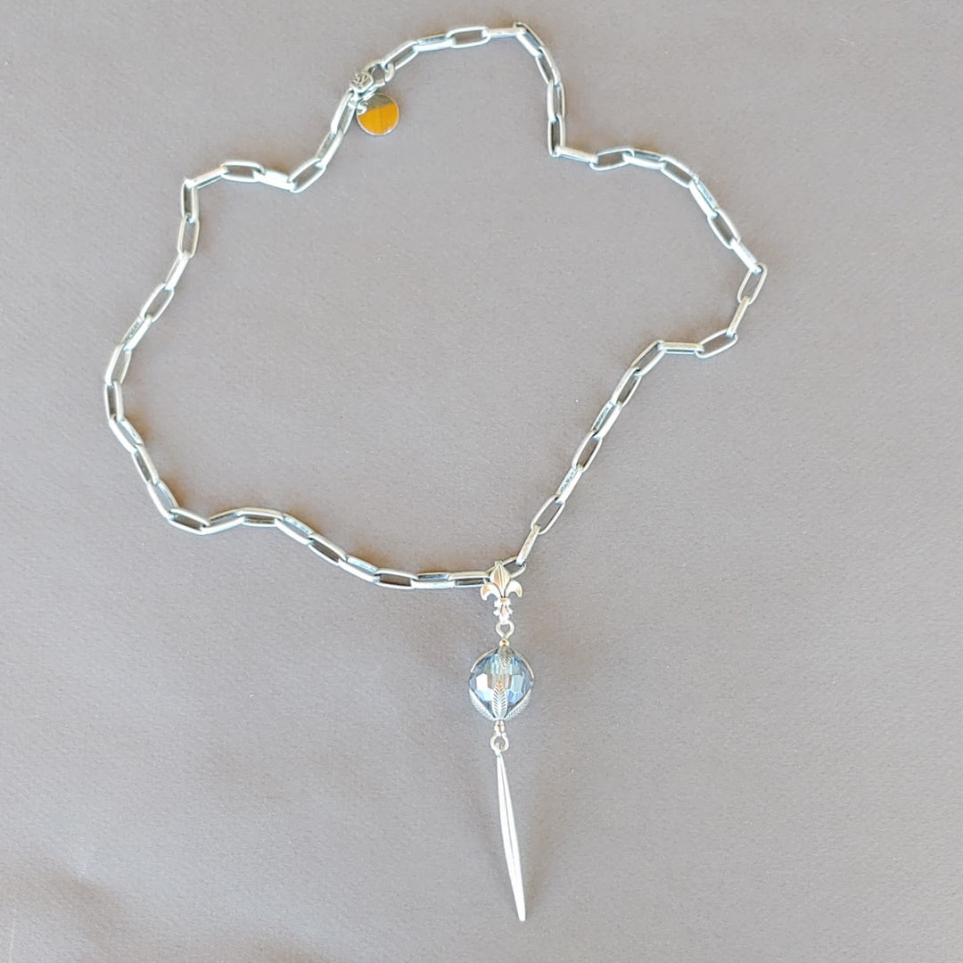 Blue Crystal Ball Necklace, Beauty In Stone Jewlery at $99