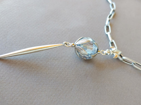 Blue Crystal Ball Necklace, Beauty In Stone Jewlery at $99