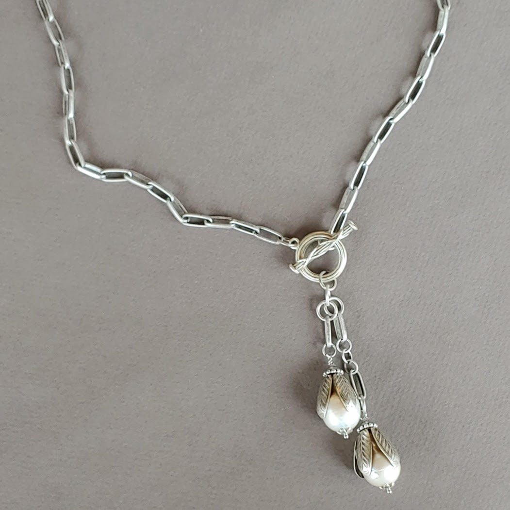 Pearl Tassel Necklace, Beauty In Stone Jewelry at $189