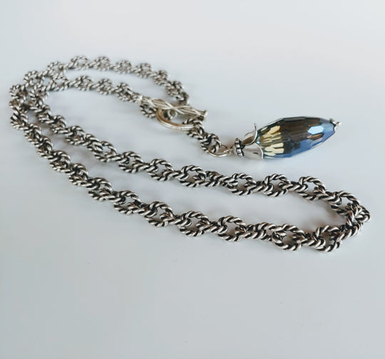 Thunder Crystal With Blue Or Silver Flash Necklace, Beauty In Stone Jewlery at $109