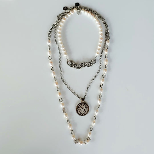 Long Pearl & Rope Link Necklace, Beauty In Stone Jewelry at $189