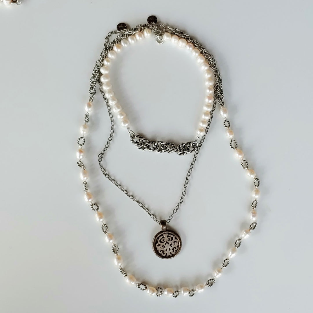 Short Pearl Necklace With Rope Chain Front, Beauty In Stone Jewelry at $119